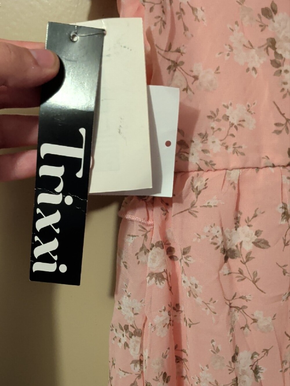 Trixxi Floral Ruffle V-Neck Pink Romper - Picture 7 of 7